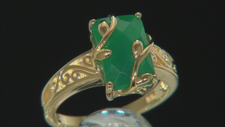 Green Onyx 18k Yellow Gold Over Sterling Silver Ring Video Thumbnail