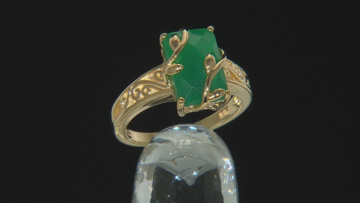 Green Onyx 18k Yellow Gold Over Sterling Silver Ring Video Thumbnail