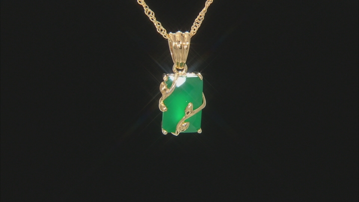 Green Onyx 18k Yellow Gold Over Silver Pendant With Chain Video Thumbnail