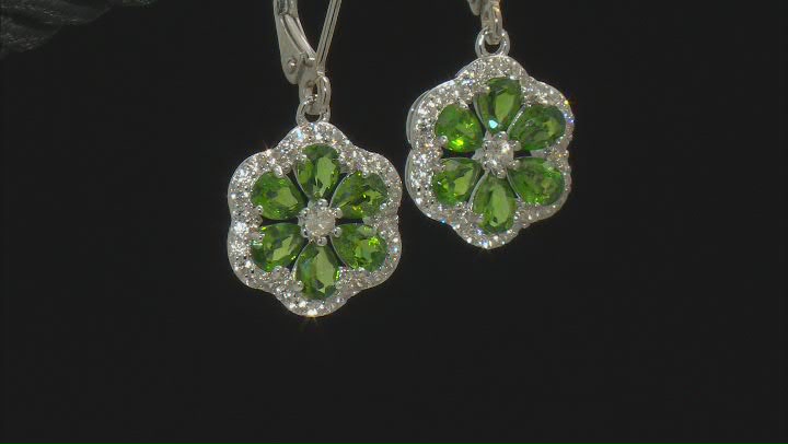 Green Chrome Diopside Rhodium Over Sterling Silver Earrings 2.08ctw Video Thumbnail