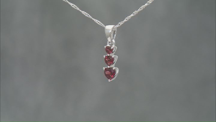 Red Garnet Rhodium Over Sterling Silver Pendant with Chain 1.49ctw Video Thumbnail