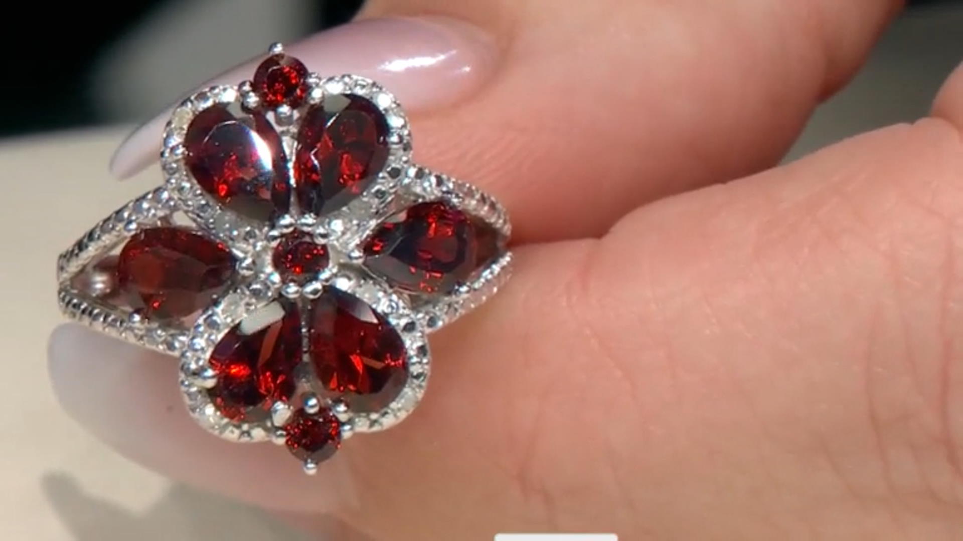 Red Vermelho Garnet™ Rhodium Over Sterling Silver Ring 3.12ctw Video Thumbnail