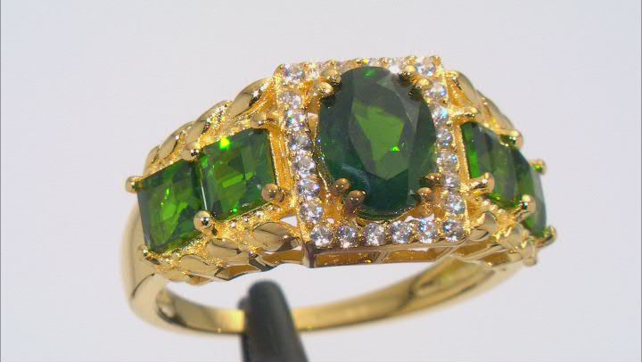 Green Chrome Diopside 18k Yellow Gold Over Silver Ring 2.69ctw Video Thumbnail