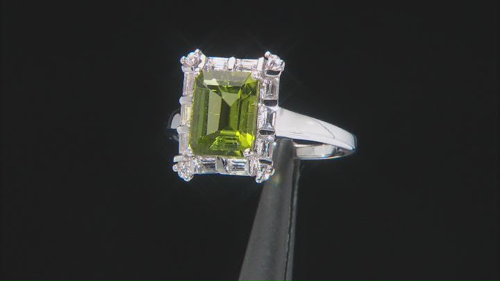 Green Peridot Rhodium Over Sterling Silver Ring 2.68ctw Video Thumbnail