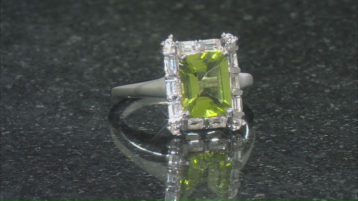 Green Peridot Rhodium Over Sterling Silver Ring 2.68ctw Video Thumbnail
