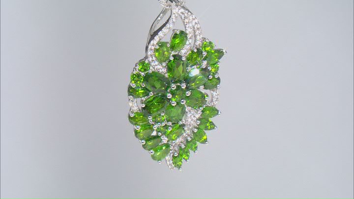 Green Chrome Diopside Rhodium Over Silver Pendant Chain 6.81ctw Video Thumbnail