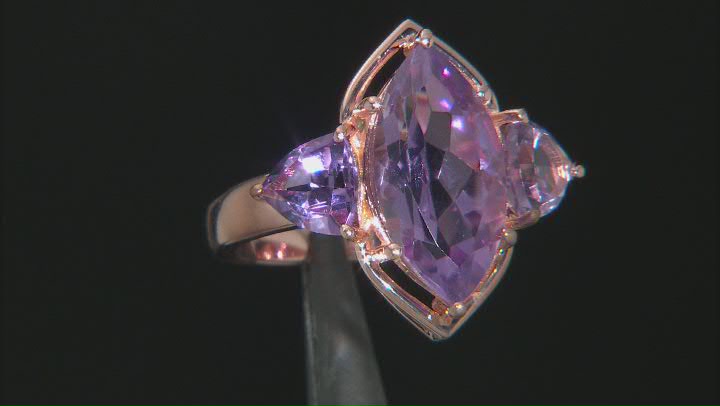 Lavender Amethyst 18K Rose Gold Over Sterling Silver Ring 4.60ctw Video Thumbnail