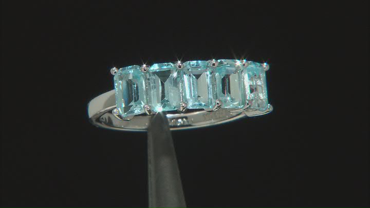 Blue Topaz Rhodium Over Sterling Silver Ring 3.19ctw Video Thumbnail