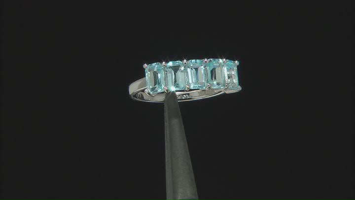 Blue Topaz Rhodium Over Sterling Silver Ring 3.19ctw Video Thumbnail