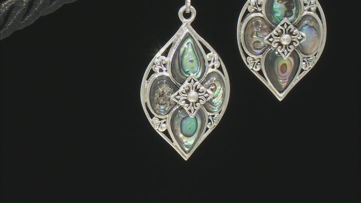 Multicolor Abalone Shell Rhodium Over Sterling Silver Earrings Video Thumbnail