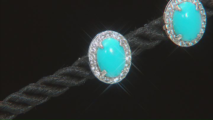 Blue Sleeping Beauty Turquoise Rhodium Over Sterling Silver Stud Earrings. 0.30ctw Video Thumbnail