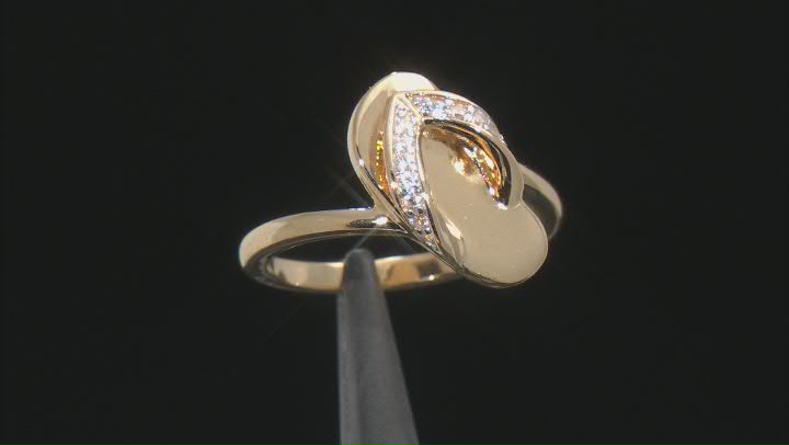 White Zircon 18k Yellow Gold Over Sterling Silver Flip Flop Ring 0.10ctw Video Thumbnail