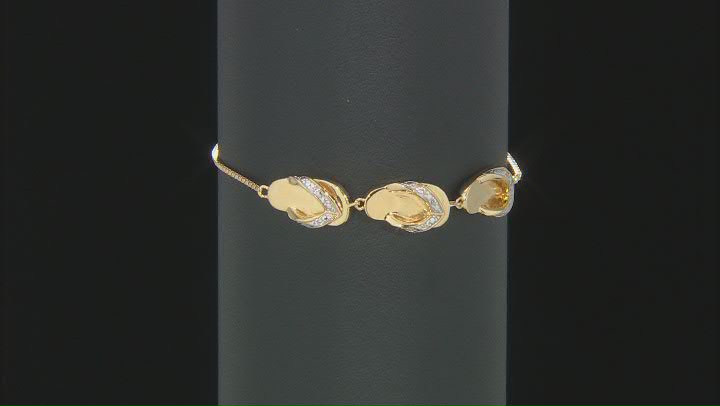 White Zircon 18k Yellow Gold Over Sterling Silver Flip-Flop Bolo Bracelet 0.10ctw Video Thumbnail