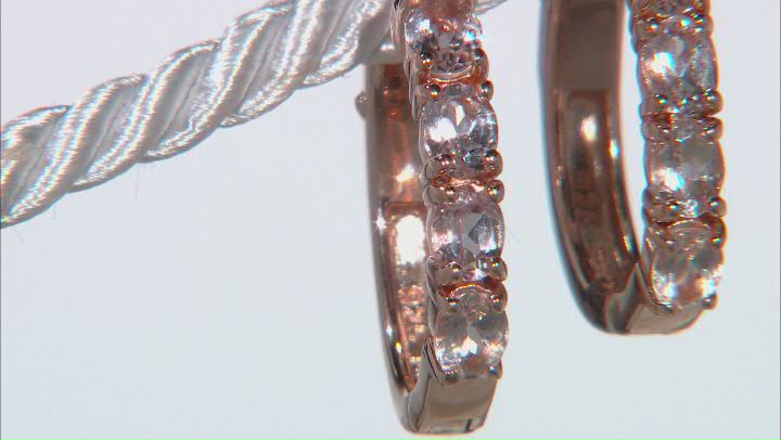 Peach Morganite 18k Rose Gold Over Sterling Silver Hoop Earrings 0.95ctw Video Thumbnail