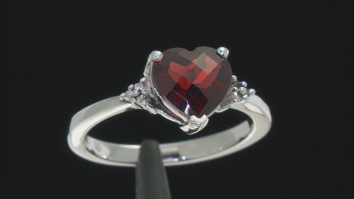 Red Garnet Rhodium Over Sterling Silver Heart Ring 1.65ctw Video Thumbnail