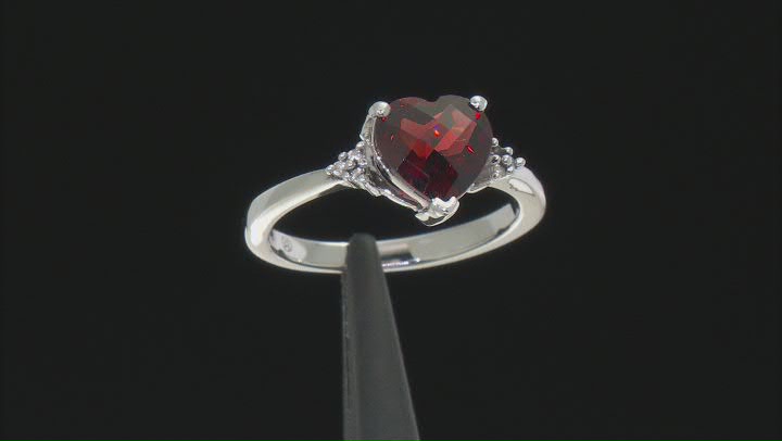 Red Garnet Rhodium Over Sterling Silver Heart Ring 1.65ctw Video Thumbnail