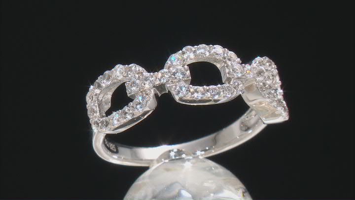 White Lab Created Sapphire Rhodium Over Sterling Silver Ring 0.73ctw Video Thumbnail