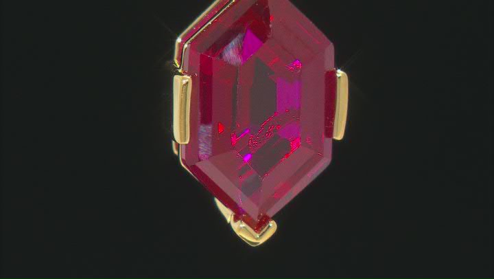 Red Lab Created Ruby 18k Yellow Gold Over Sterling Silver Pendant With Chain 7.65ct Video Thumbnail