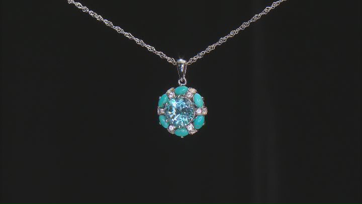 Sky Blue Glacier Topaz Rhodium Over Silver Pendant With Chain 4.14ctw Video Thumbnail