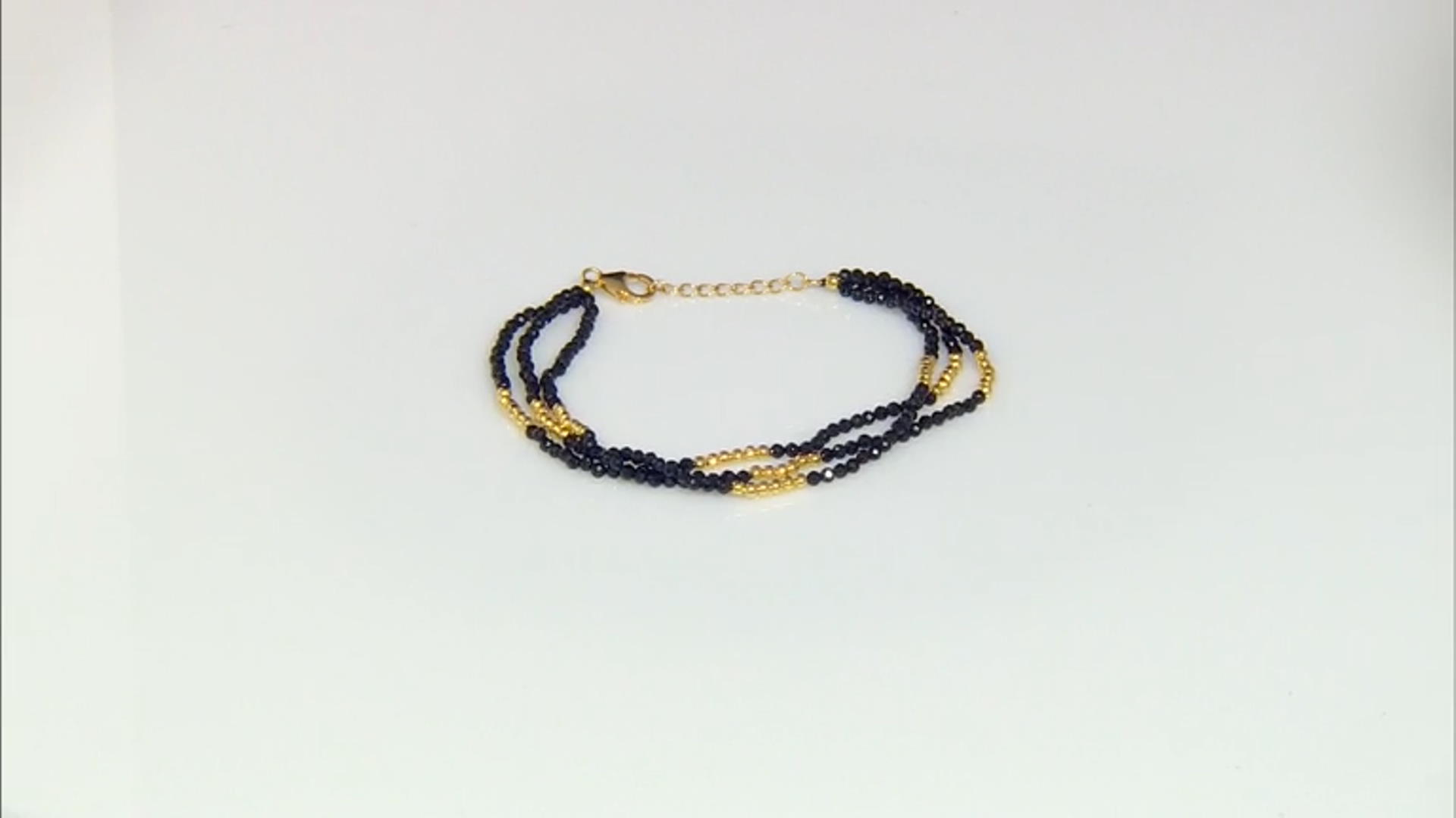 Black Spinel 18k Gold Over Silver 3-Strand Bracelet Video Thumbnail