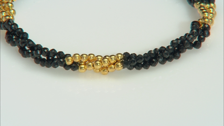 Black Spinel 18k Gold Over Silver 3-Strand Bracelet Video Thumbnail