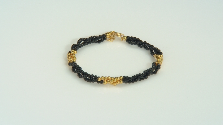 Black Spinel 18k Gold Over Silver 3-Strand Bracelet Video Thumbnail