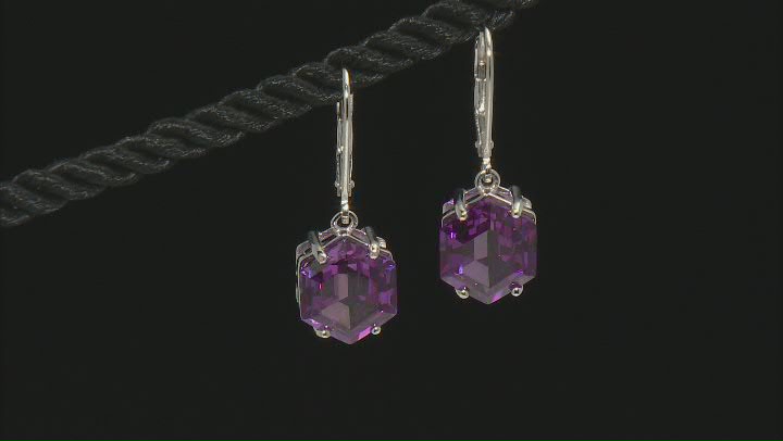 Purple Lab Created Color Change Sapphire Rhodium Over Silver Earrings 9.91ctw Video Thumbnail