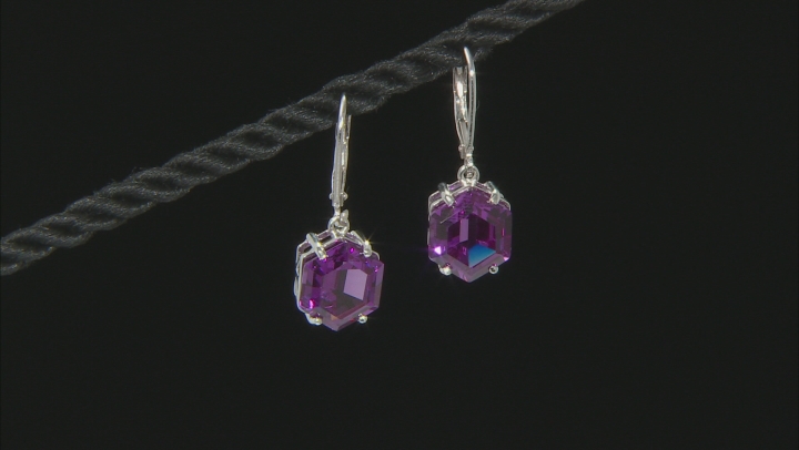 Purple Lab Created Color Change Sapphire Rhodium Over Silver Earrings 9.91ctw Video Thumbnail