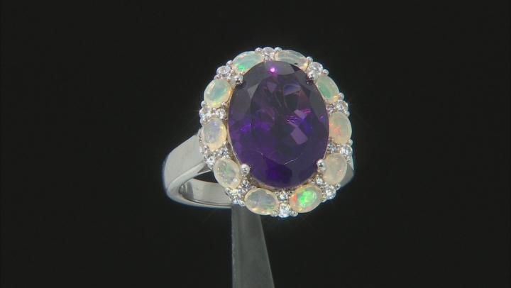 Purple Amethyst Rhodium Over Silver Ring 8.49ctw Video Thumbnail