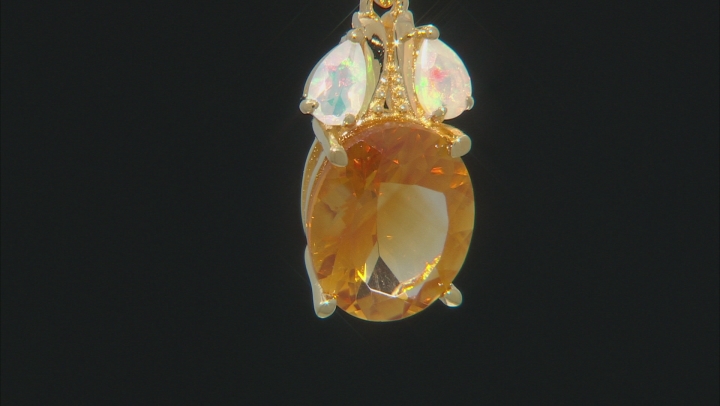 Golden Citrine 18k Gold Over Silver Pendant With Chain 4.20ctw Video Thumbnail