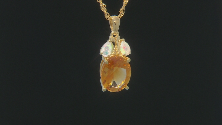 Golden Citrine 18k Gold Over Silver Pendant With Chain 4.20ctw Video Thumbnail