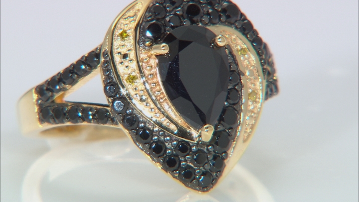 Black Spinel 18k Yellow Gold Over Sterling Silver Ring 1.84ctw Video Thumbnail