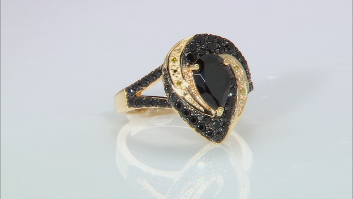 Black Spinel 18k Yellow Gold Over Sterling Silver Ring 1.84ctw Video Thumbnail
