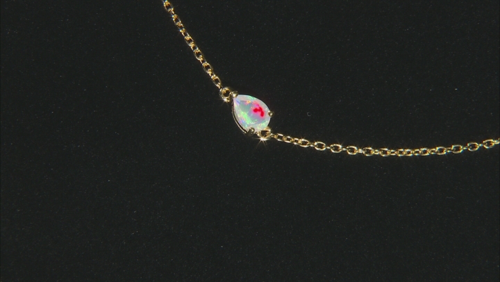 Multi-color Ethiopian opal 18K yellow gold over sterling silver necklace 5.34ctw Video Thumbnail