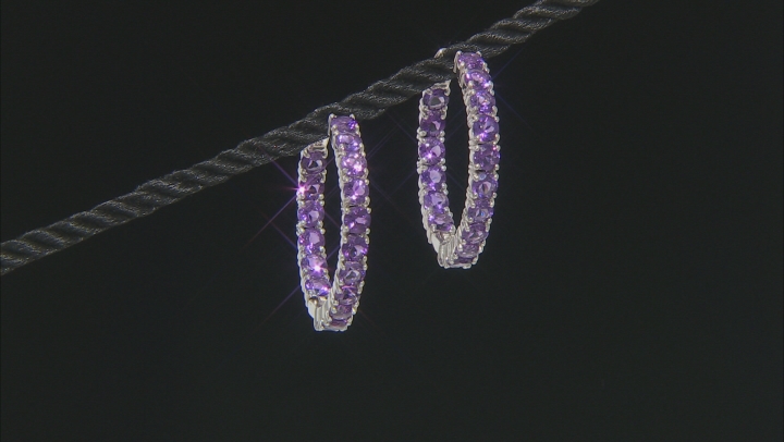 Purple Amethyst Rhodium Over Silver Earrings 7.23ctw