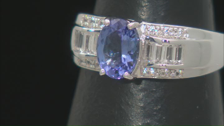 Blue tanzanite rhodium over sterling silver ring 1.85ctw Video Thumbnail