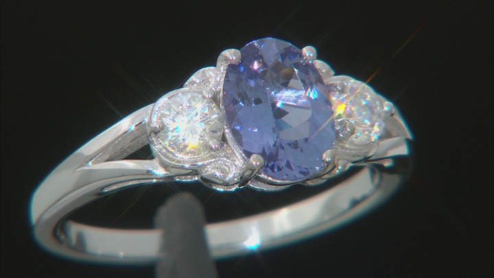 Blue Tanzanite Rhodium Over Sterling Silver Ring 1.56ctw Video Thumbnail
