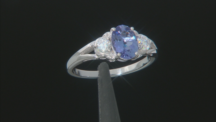 Blue Tanzanite Rhodium Over Sterling Silver Ring 1.56ctw Video Thumbnail