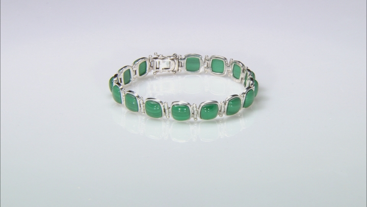 Green malachite rhodium over sterling silver bracelet Video Thumbnail