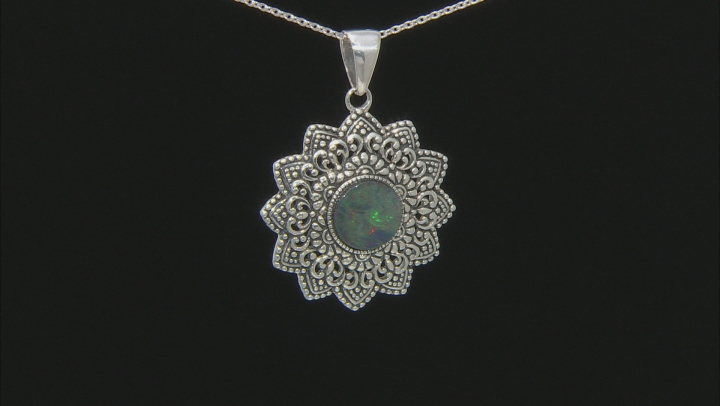 Multicolor Opal Triplet Sterling Silver Pendant With Chain Video Thumbnail