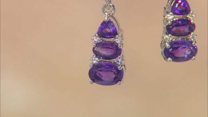 Purple Amethyst Rhodium Over Sterling Silver Earrings 2.52ctw Video Thumbnail