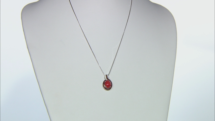 Red Sponge Coral Sterling Silver Pendant With Chain .59ctw Video Thumbnail