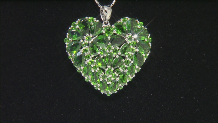 Green Chrome Diopside Rhodium Over Sterling Silver Pendant With Chain 9.39ctw Video Thumbnail