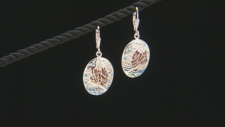 Multicolor Mosaic Mother Of Pearl Eagle Sterling Silver Earrings Video Thumbnail