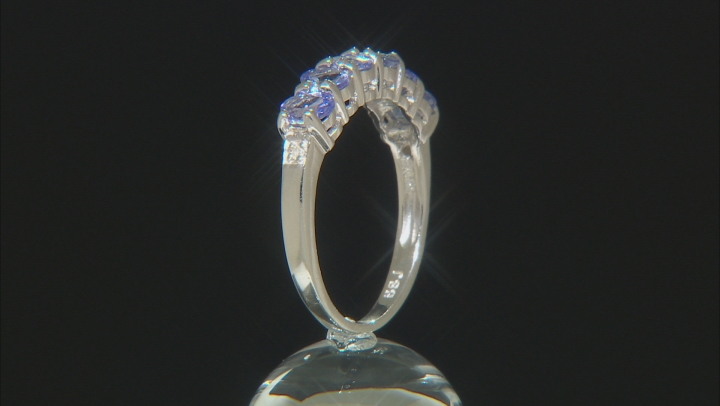 Blue Tanzanite Rhodium Over Sterling Silver Ring .84ctw Video Thumbnail