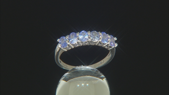 Blue Tanzanite Rhodium Over Sterling Silver Ring .84ctw Video Thumbnail