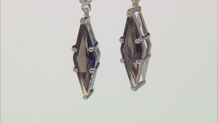 Brown Smoky Quartz Rhodium Over Sterling Silver Earrings 3.86ctw Video Thumbnail
