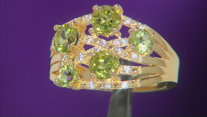 Green Peridot 18k Yellow Gold Over Sterling Silver Ring 1.79ctw Video Thumbnail