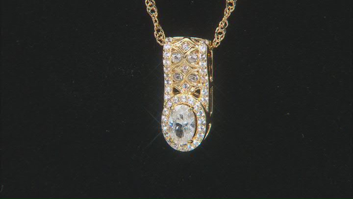 White Zircon 18k Yellow Gold Over Sterling Silver Pendant With Chain 0.93ctw Video Thumbnail