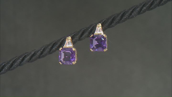 Lavender Amethyst 18k Yellow Gold Over Sterling Silver Stud Earrings 4.50ctw Video Thumbnail
